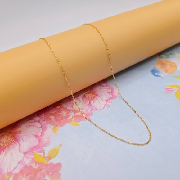 Dainty Rose Gold Twisted Rope Chain Necklace, 24 Inch, Gold Plated, XPNL0108 - Picture 7 of 12